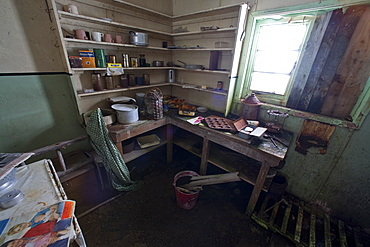 Inside the abandoned Antarctic research British Base "W" on Detaille Island, Lallemand Fjord, Loubet Coast, Antarctica