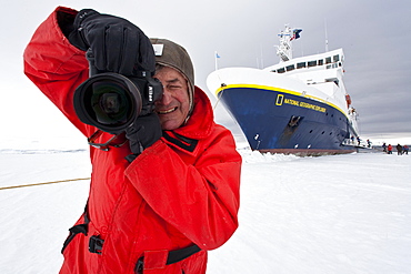 National Geographic photographer Flip Nicklin from the Lindblad Expedition ship National Geographic Explorer in Antarctica