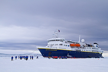 The Lindblad Expedition Ship National Geographic Explorer operating in Antarctica in the summer months.