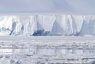 Huge tabular icebergs and smaller ice floes in the Weddell Sea, on the eastern side of the Antarctic Peninsula