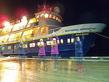 Ghostly guests in front of the Lindblad Expeditions ship National Geographic Sea Bird operating in Southeast Alaska, USA, Pacific Ocean. 