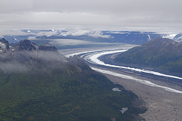 Flightseeing in Denali National Park with Sheldon Air starting in Talkeetna and approaching Mt. McKinley from the south in the Alaska Range, Denali National Park, Alaska