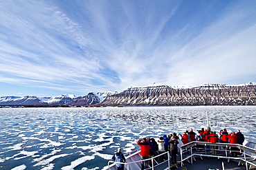 A view of Isfjorden (Ice fjord) on the western side of Spitsbergen Island in the Svalbard Archipelago, Norway.