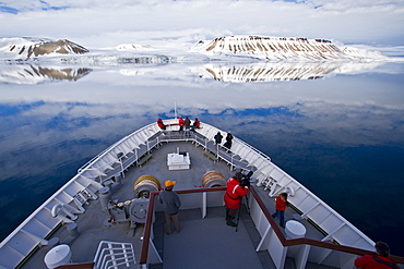 A view of Krossfjorden (cross fjord) on the northwestern side of Spitsbergen Island in the Svalbard Archipelago, Norway.