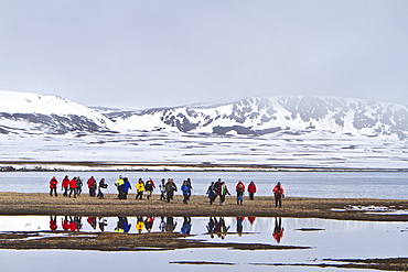 Guests from the Lindblad Expedition ship National Geographic Explorer in the Svalbard Archipelago, Norway