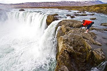 A view of Godafoss (Icelandic: waterfall of the gods), Iceland