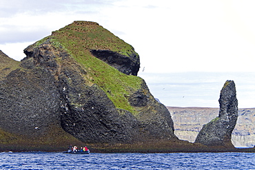 A view of sea cliffs and stacks in the Langanes peninsula in the northeast part of Iceland