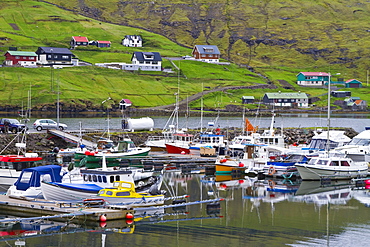 Views of the fishing town of Westmanna on the west side of Streymoy Island in the Faroe Islands