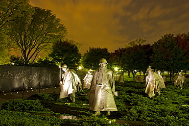 Views at night of the Korean War Veteren's Memorial, Washington, D.C., USA