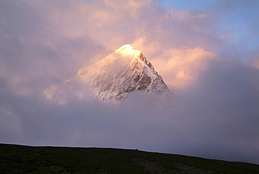 Tibetan  Mountain and Clouds. Sun Rise,  Himalayas, Tibet.