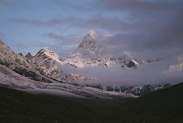 Tibetan  Mountain and Clouds. Sun Rise,  Himalayas, Tibet.