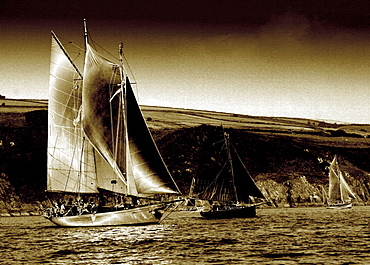 Yachts. Classic Boats, Sailing River Dart, Dartmouth, Devon.