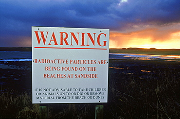 Dounreay, Warning sign at Sandside Bay, Sutherland, Scotland