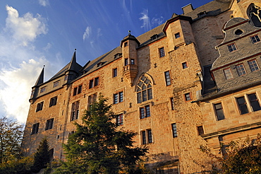 Landgrave castle, University Museum of Cultural History, in sunset light, Marburg, Hesse, Germany, Europe