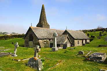 St. Enedoc Church where Sir John Betjeman, Poet Laureate, is buried, Trebetherick, Cornwall, England, United Kingdom, Europe