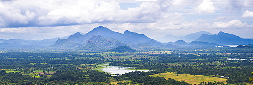 Mountain landscape, taken from the top of Sigiriya Rock Fortress (Lion Rock), Sri Lanka, Asia 