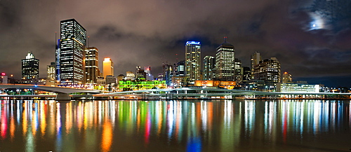 Central business district city skyline at night taken from Southbank of Brisbane, Queensland, Australia, Pacific