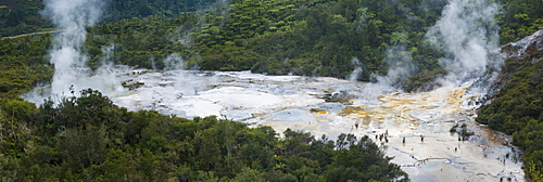 Steaming geothermal area at Orakei Korako Thermal Park, The Hidden Valley, North Island, New Zealand, Pacific 