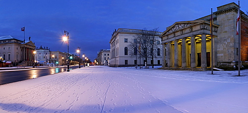 View along Unter den Linden street in winter, Berlin, Germany