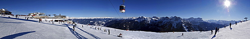 Panorama of Kronplatz, Skiing area with lifts and gondola, Puster Valley, South Tyrol, Italy