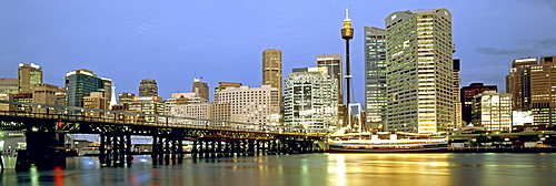 Austalia, sydney, Darling harbour, Panorama at twilight