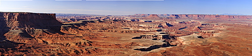 Panorama from Green River Overlook to Green River, Island in the Sky, Canyonlands National Park, Moab, Utah, Southwest, USA, America