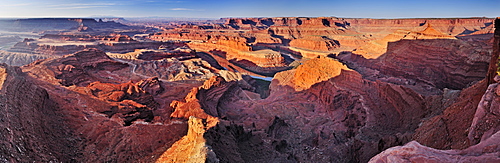 Panorama of Dead Horse Point to Colorado River, Canyonlands National Park, Moab, Utah, Southwest, USA, America