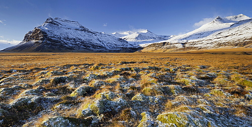 Snow-capped mountains, Fellsfjall, Midfellstidur, Sudursveit, East Iceland, Iceland