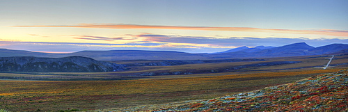 Panoramic at Sunset along the Dempster Highway, near the Northwest Territories-Yukon Border