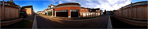 360 view panorama of driveway and garage door, Markham, Ontario