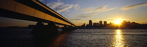 Concord Bridge and city skyline from Ile Notre-Dame, Montreal, Quebec