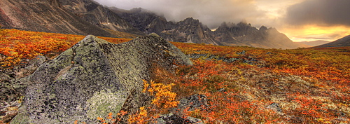 Tombstone Mountain, Tombstone Territorial Park in autumn, Yukon