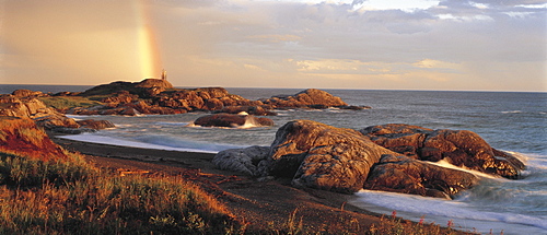 Sheldrake Beacon and Rainbow, Lower-North-Shore, St. Lawrence Gulf, Quebec