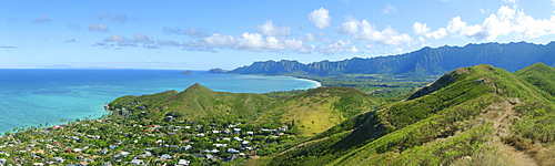 Hawaii, Oahu, View of windward Oahu. (Part 3 of 3; panoramic)