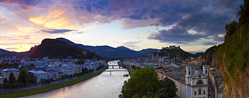 Sunrise over Hohensalzburg Fortress and Alt Stadt, Salzburg, Salzburger Land, Austria, Europe