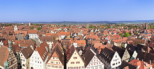 High angle view over Rothenburg ob der Tauber, Romantische Strasse, Franconia, Bavaria, Germany, Europe 