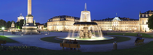 Schlossplatz Square and Neues Schloss Castle, Stuttgart, Baden Wurttemberg, Germany, Europe 