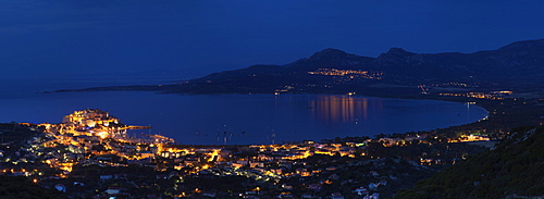 Calvi at night, Balagne, Corsica, France, Mediterranean, Europe 