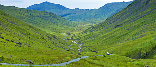 Langdale Pass surrounded by Langdale Pikes in the Lake District National Park, Cumbria, UK