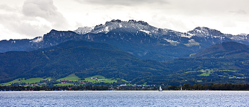 Chiemsee Lake and Bavarian Alps in Baden-Wurttenberg, Bavaria, Germany