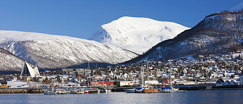 The Arctic Cathedral, Lutheran christian known as Tromsdalen Church, built 1965 architect Jan Inge Hovig at Tromso, Norway