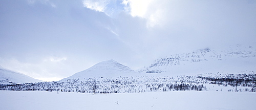 Arctic alps in Ovre Dividal National Park in the Arctic Circle region of Tromso, Northern Norway