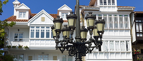 Traditional street lamp in Corro de San Pedro at Comillas in Cantabria, Northern Spain