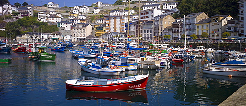 Fishing boats in the harbour at Luarca in Asturias, Spain