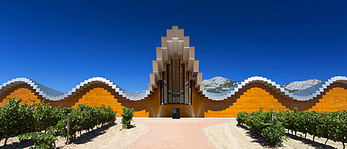 Ysios Bodega winery futuristic architecture at Laguardia in Rioja-Alaveda wine-producing area of Basque country, Spain