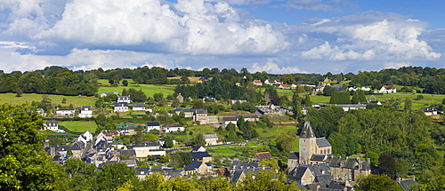 Abbey of Lonlay, Abbaye de Lonlay in the French landscape at Orne, Normandy, France