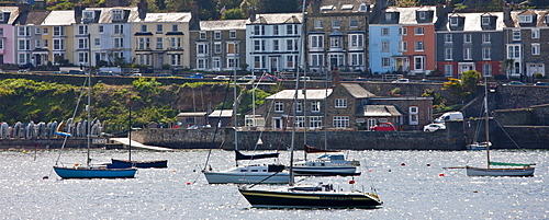 Fishing boats and yachts on an estuary, Cornwall, UK