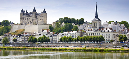 Saumur Chateau and the River Loire, in the Loire Valley, France