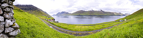 Panoramic of Kunoy Island, Nordoyar, Faroe Islands, Denmark, Europe