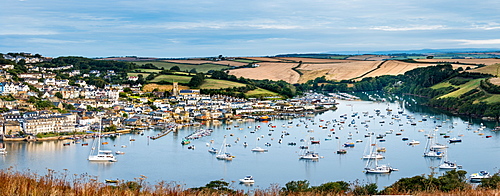 Panoramic view of Salcombe from East Portlemouth, East Portlemouth, Devon, England, United Kingdom, Europe